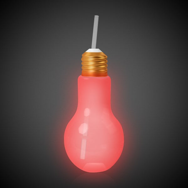 LED Light Up Bulb Cup with Lid & Straw