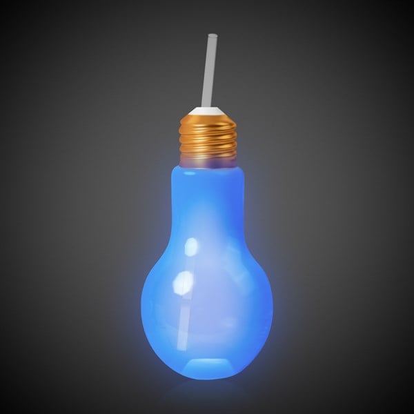 LED Light Up Bulb Cup with Lid & Straw
