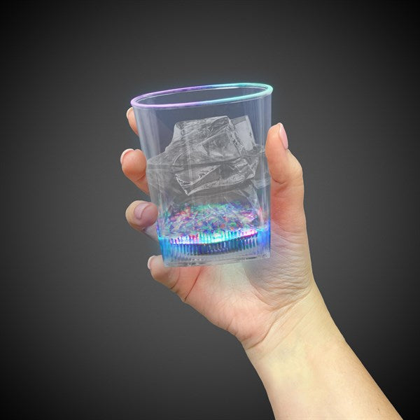 LED Light Up 10 Oz Square Bottom Rock Glass