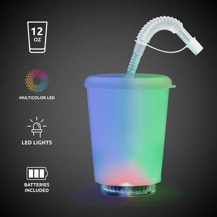 LED Light Up 12 Oz Cup With Lid & Straw