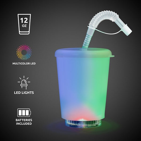 LED Light Up 12 Oz Cup With Lid & Straw