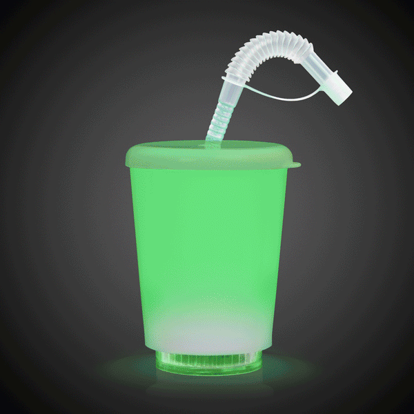 LED Light Up 12 Oz Cup With Lid & Straw