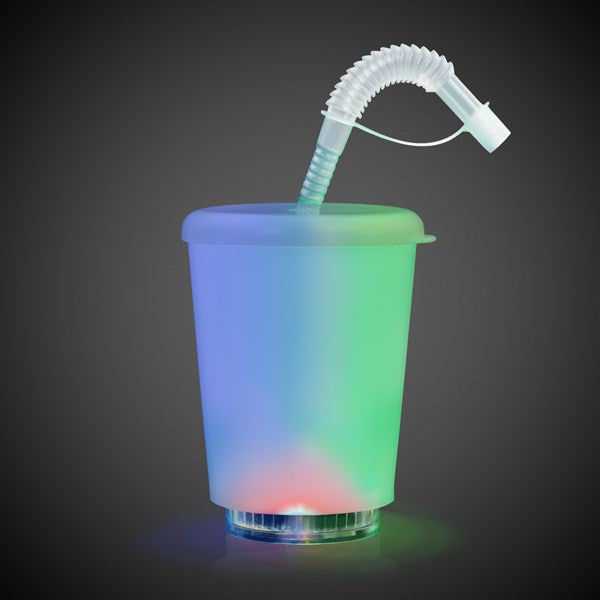 LED Light Up 12 Oz Cup With Lid & Straw