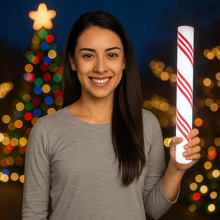 LED Light Up 16" Christmas Candy Cane Foam Stick Cheer Baton