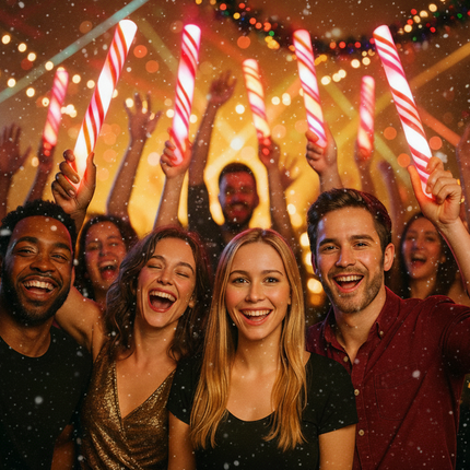 LED Light Up 16" Christmas Flashing Candy Cane Foam Sticks