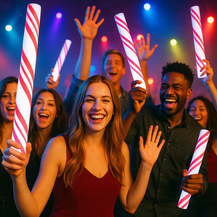 LED Light Up 16" Christmas Flashing Candy Cane Foam Sticks