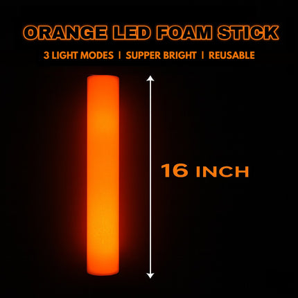 LED Light Up Flashing 16 Inch Orange Foam Stick Baton