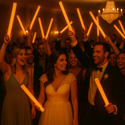 LED Light Up Flashing 16 Inch Orange Foam Sticks