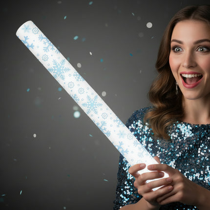 LED Light Up 16 Inch Snowflakes Print Foam Stick Baton