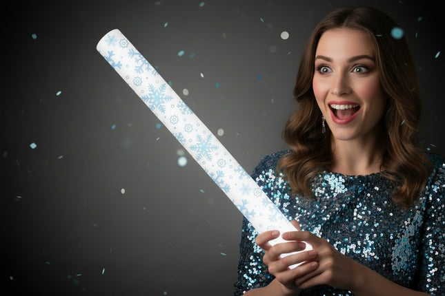 LED Light Up 16 Inch Snowflakes Print Foam Stick Baton