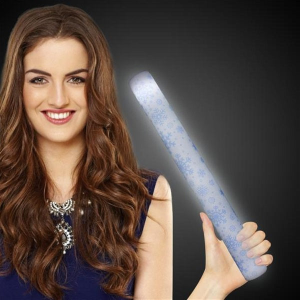 LED Light Up 16 Inch Snowflakes Print Foam Stick Baton