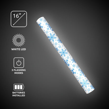 LED Light Up 16 Inch Snowflakes Print Foam Stick Baton