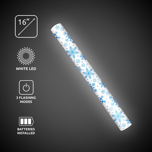 LED Light Up 16 Inch Snowflakes Print Foam Stick Baton