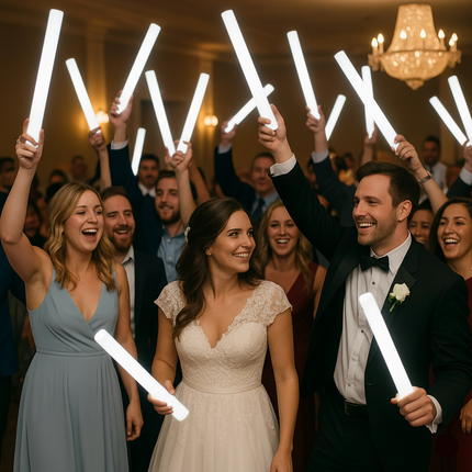 LED Light Up Flashing 16 Inch White Foam Sticks