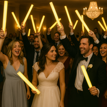 LED Light Up Flashing 16 Inch Yellow Foam Sticks