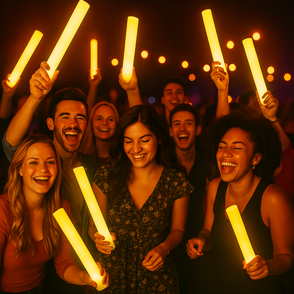 LED Light Up Flashing 16 Inch Yellow Foam Sticks