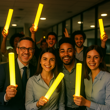 LED Light Up Flashing 16 Inch Yellow Foam Sticks For Office Party