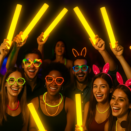 LED Light Up Flashing 16 Inch Yellow Foam Sticks