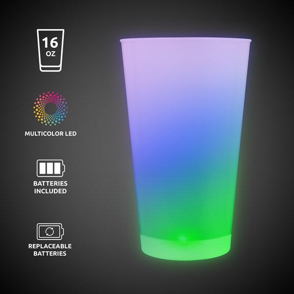 LED Light Up Rainbow 16 Oz Pint Glass