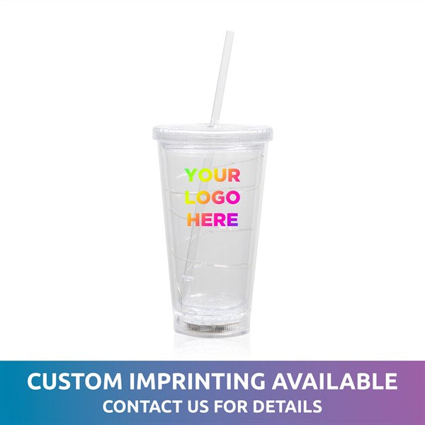LED Multi-Color Light Up 16 Oz String Double Wall Tumbler With Lid & Straw
