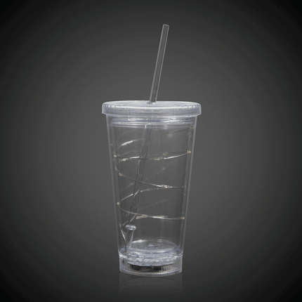 LED Multi-Color Light Up 16 Oz String Double Wall Tumbler With Lid & Straw