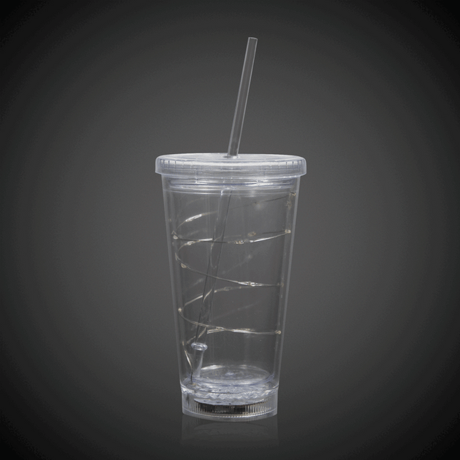 LED Multi-Color Light Up 16 Oz String Double Wall Tumbler With Lid & Straw