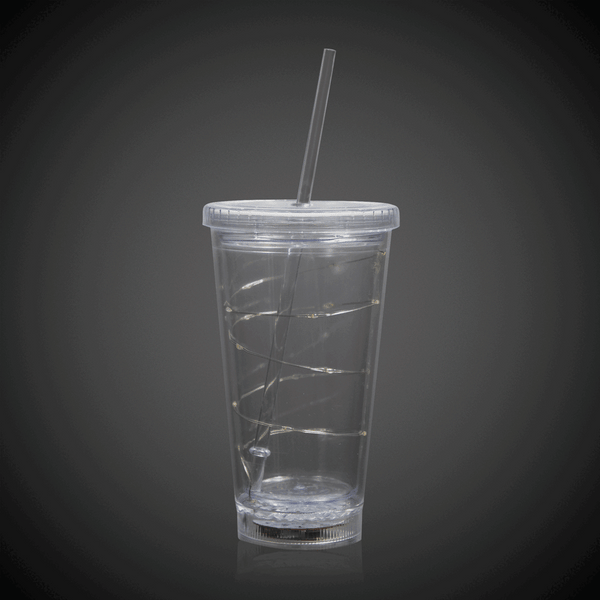 LED Multi-Color Light Up 16 Oz String Double Wall Tumbler With Lid & Straw
