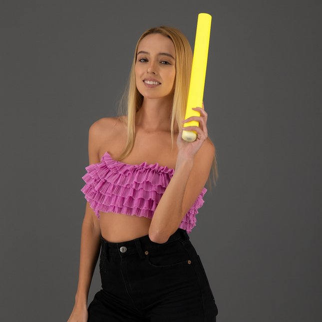 LED Light Up Flashing 18 Inch Yellow Foam Stick Baton