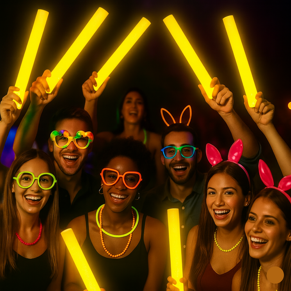 LED Light Up Flashing 18 Inch Yellow Foam Sticks For Glow Event