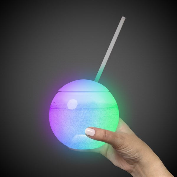 LED Light Up 20 Oz Glass Ball Tumbler - Multi Color