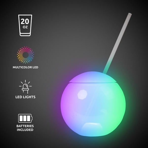 LED Light Up 20 Oz Glass Ball Tumbler - Multi Color