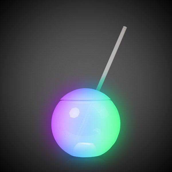 LED Light Up 20 Oz Glass Ball Tumbler - Multi Color