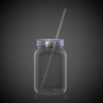 LED 20 oz. Mason Jar with Straw