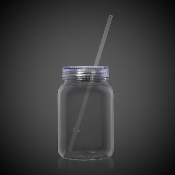 LED 20 oz. Mason Jar with Straw