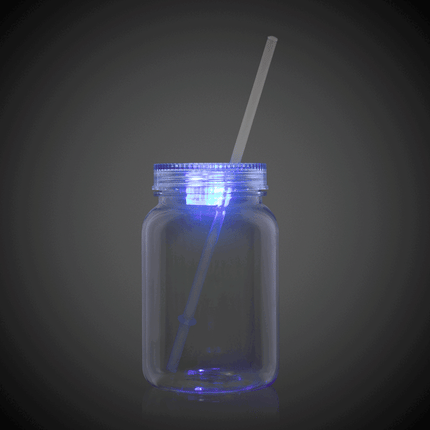 LED Light Up 20 Oz Lu Mason Jar With Lid And Straw