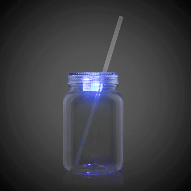 LED Light Up 20 Oz Lu Mason Jar With Lid And Straw