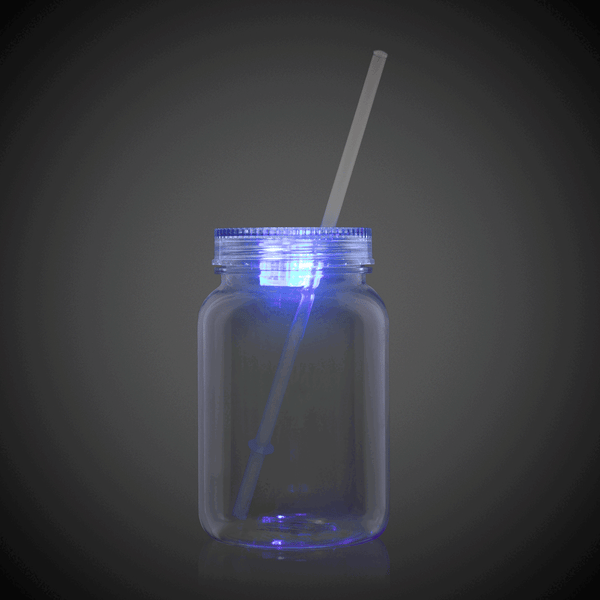 LED Light Up 20 Oz Lu Mason Jar With Lid And Straw