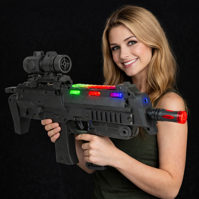 LED Light-Up Action Blaster Toy - 16 Inch Battery Operated with Multicolor Lights