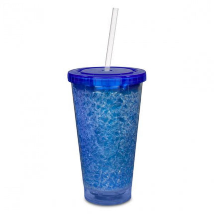 LED Light Up Blue 16 Oz Crystal Tumbler With Lid And Straw