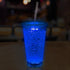 LED Light Up Blue 16 Oz Crystal Tumbler With Lid And Straw