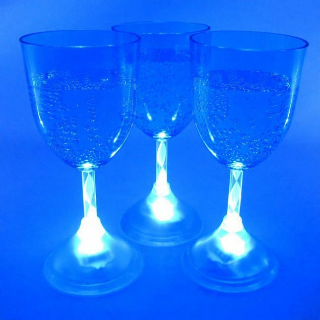 LED Light Up Blue Flashing 11 Oz Wine Glasses