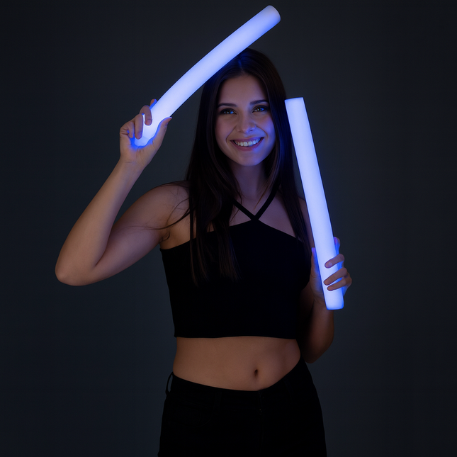 LED Light Up Flashing Blue Foam Stick Baton