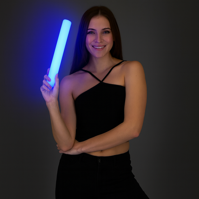 LED Light Up Flashing Blue Foam Stick Baton