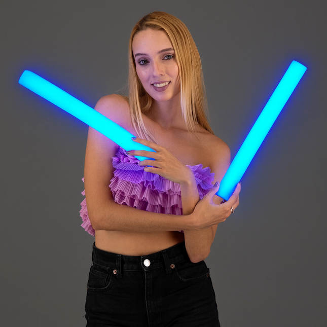 LED Light Up Flashing Blue Foam Stick Baton