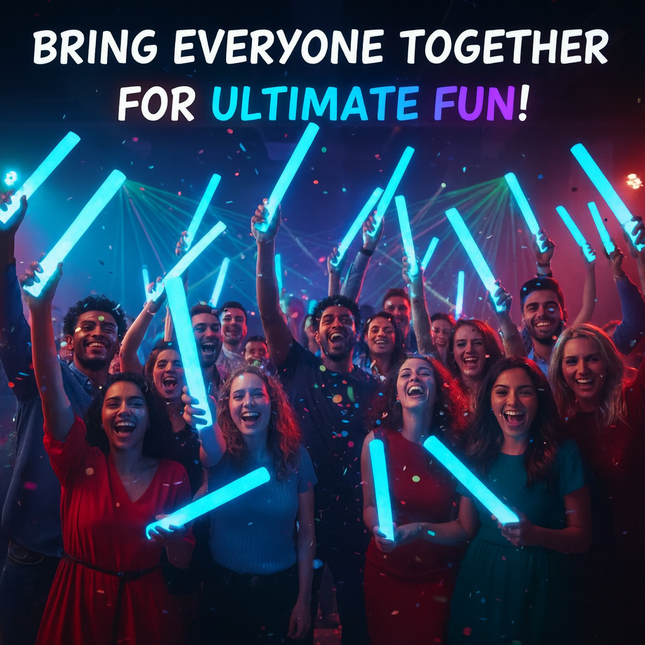 LED Light Up Flashing Blue Foam Sticks