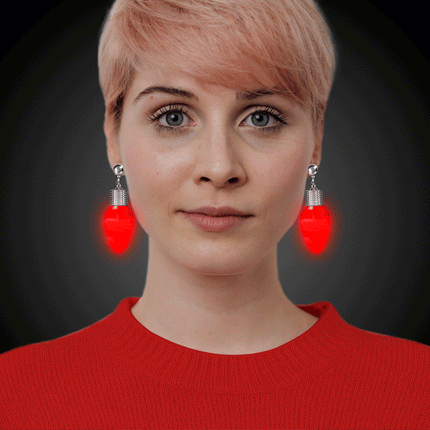 LED Light Up Red Bulb Clip-On Earrings - 1 Set Per Pack