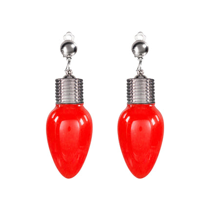 LED Light Up Red Bulb Clip-On Earrings - 1 Set Per Pack