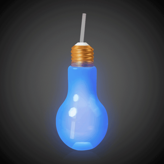 LED Light Up Bulb Cup with Lid & Straw