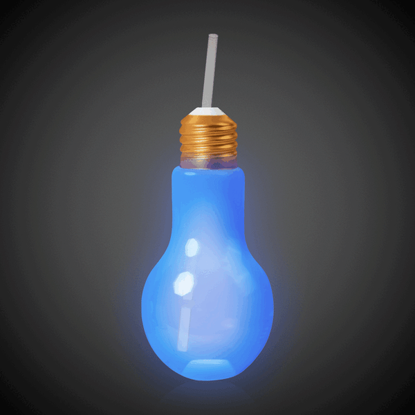 LED Light Up Bulb Cup With Lid & Straw