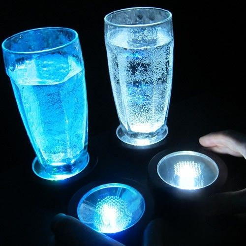 Blue LED Light Up Drink Coasters - Pressure Activated